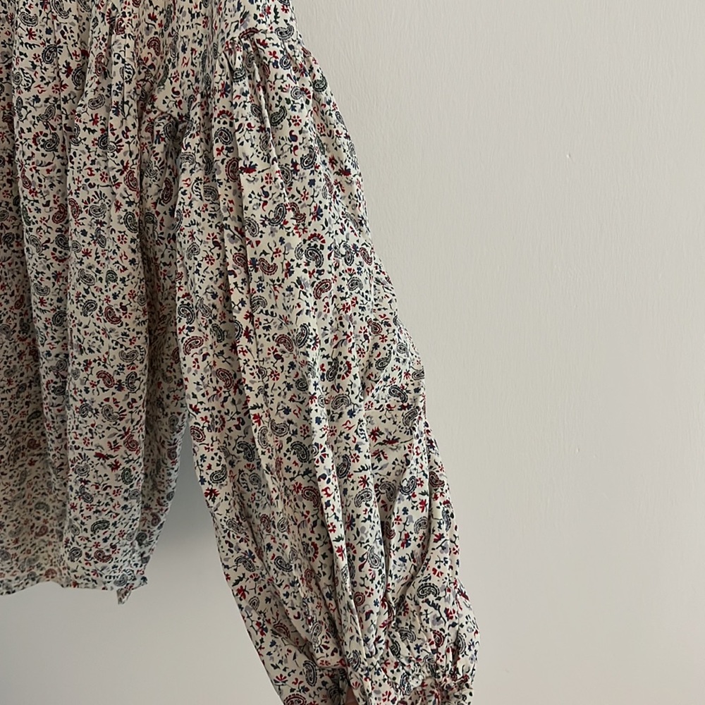NWT Doen silk savona top in cream salt claude paisley - Picture 7 of 8